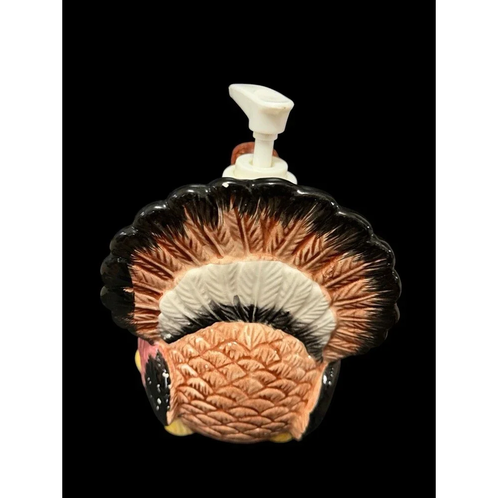 Vtg Ceramic Turkey Refillable Soap Dispenser Fall Decor Missing Pump Tube Read